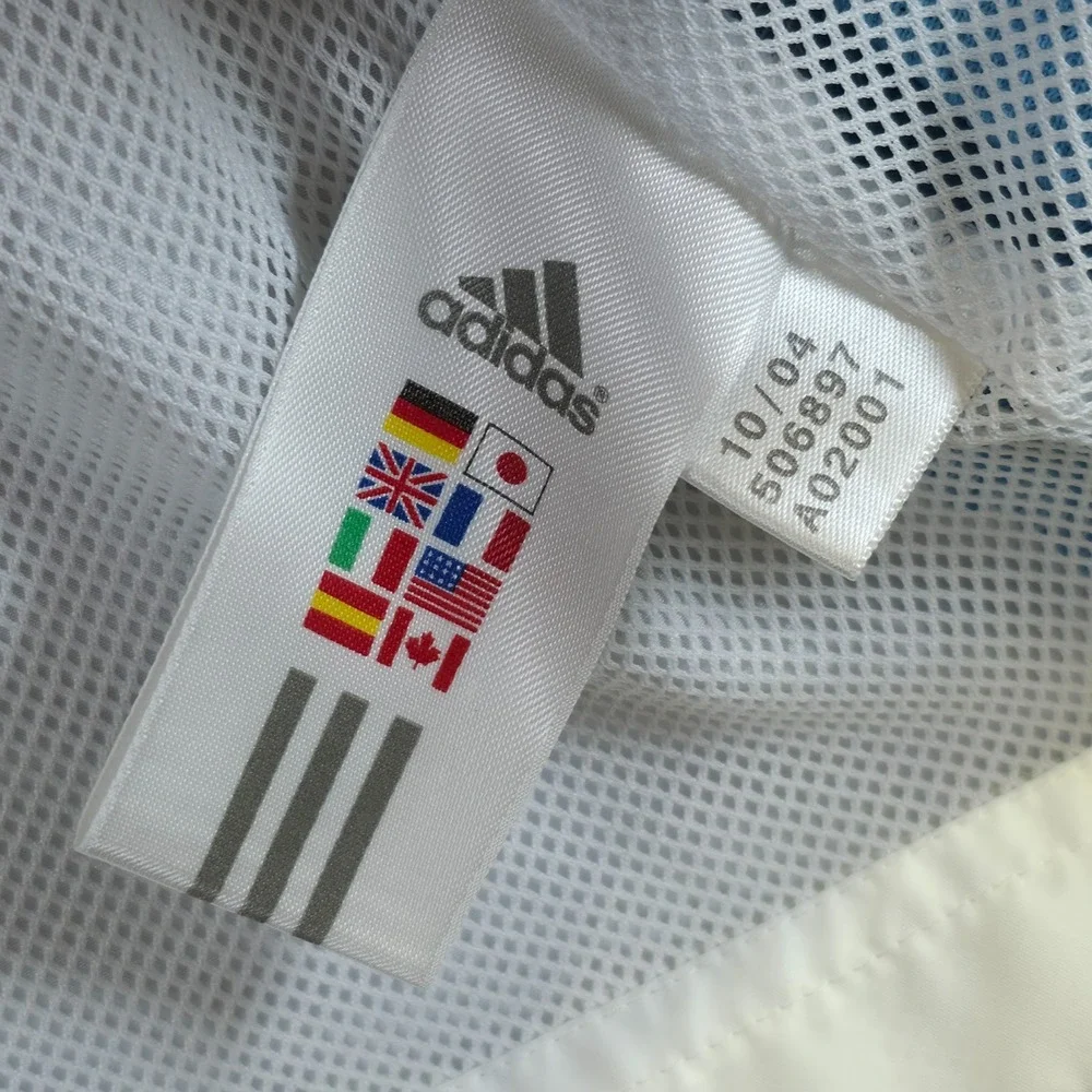 Vintage Adidas Men's White,Black & Blue Full Zip Track‎ Jacket Size Small